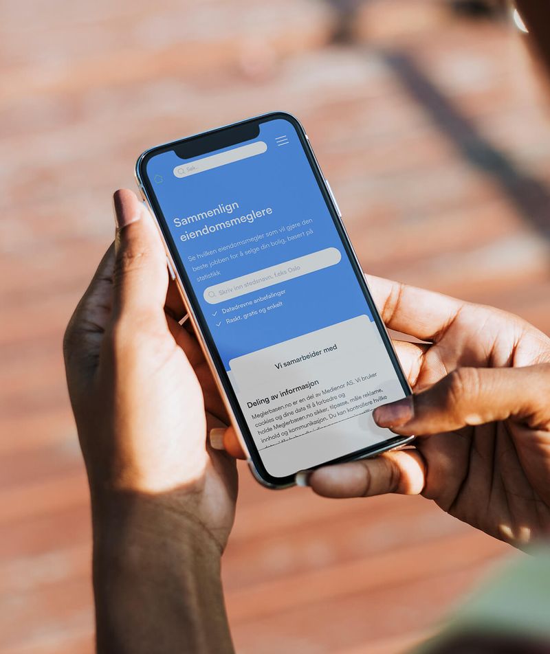 Meglerbasen app på telefon